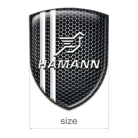 Hamann Domed Emblem Perforated Steel with White Stripes and Classic Logo 