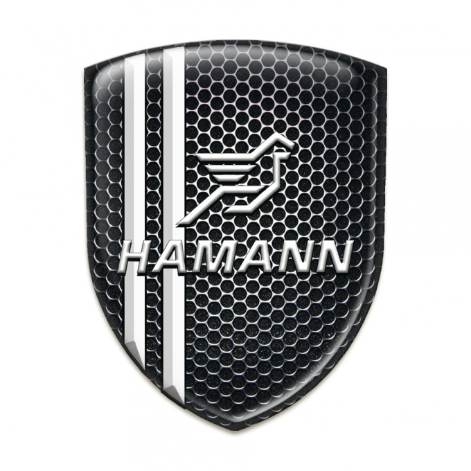 Hamann Domed Emblem Perforated Steel with White Stripes and Classic Logo 