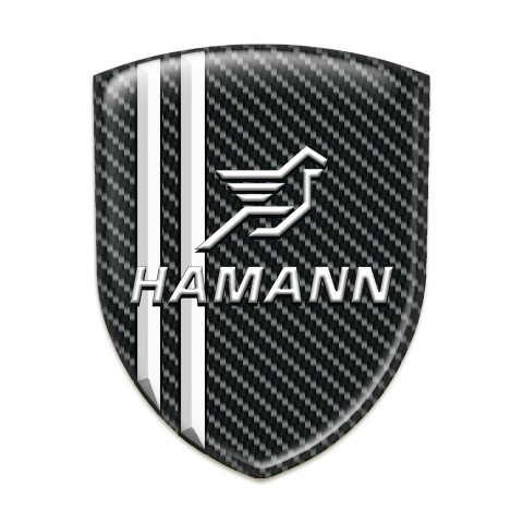 Hamann Resin Sticker Black Carbon with White Stripes and Classic logo 