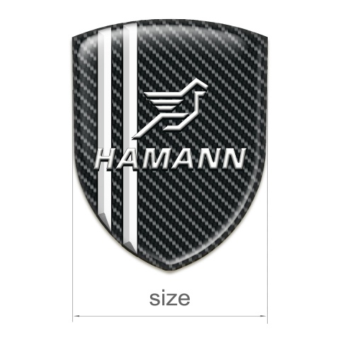 Hamann Resin Sticker Black Carbon with White Stripes and Classic logo 