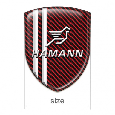 Hamann 3D Gel Emblem Red Carbon White Stripes Classic Logo 