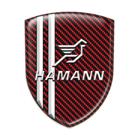 Hamann 3D Gel Emblem Red Carbon White Stripes Classic Logo 