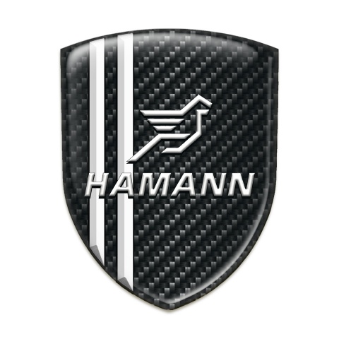 Hamann Emblem Exterior Black Fibers White Stripes Classic Logo 