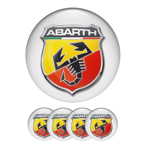Fiat Abarth   Silicone Stickers Center Hub 3d Badge White Gray