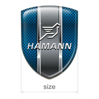 Hamann Silicone Car Decal Badge Blue Perforated Base with Metal Central Detail 