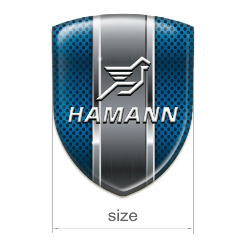 Hamann Silicone Car Decal Badge Blue Perforated Base with Metal Central Detail 