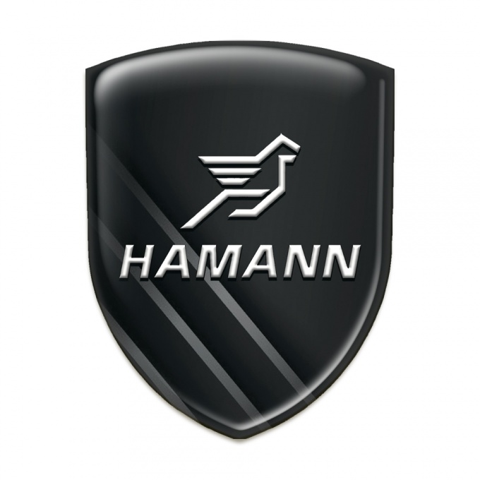 Hamann Auto Emblem Black with Diagonal Grey Lines 