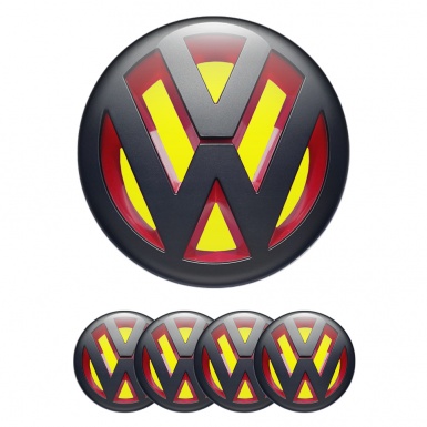 VW Emblems for Wheel Center Caps 3D Yellow Edition