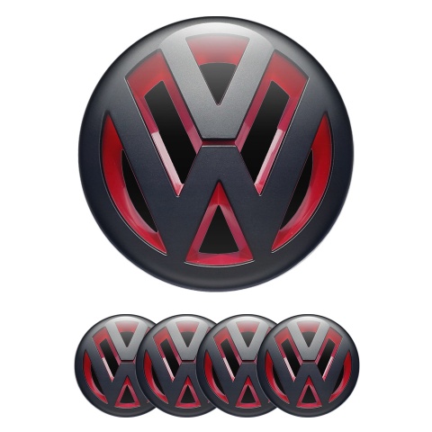 VW Emblems for Wheel Center Caps 3D Black Edition