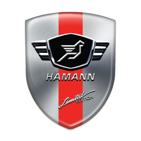 Hamann Emblem Badge Logo Silver with Red Tape base Limited Edition Style 