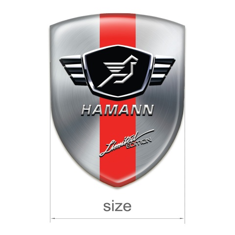 Hamann Emblem Badge Logo Silver with Red Tape base Limited Edition Style 