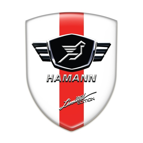 Hamann Self Adhesive Emblem Logo White with Red Band Variant 