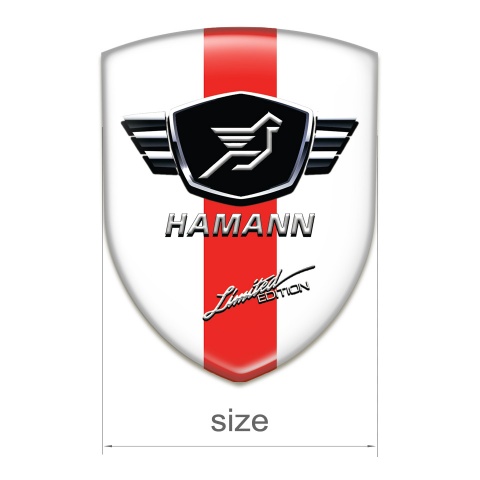 Hamann Self Adhesive Emblem Logo White with Red Band Variant 
