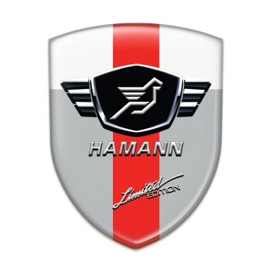 Hamann 3D Gel Emblem Grey White with Red Band Variant
