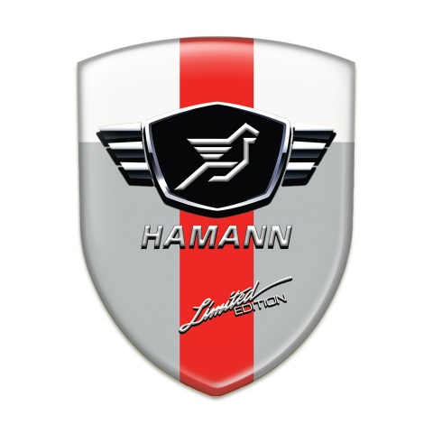 Hamann 3D Gel Emblem Grey White with Red Band Variant