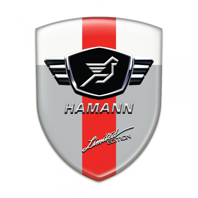 Hamann 3D Gel Emblem Grey White with Red Band Variant