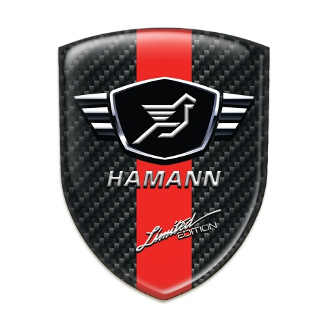 Hamann Self Adhesive Car logo Emblem Dark carbon with Red Band variant 