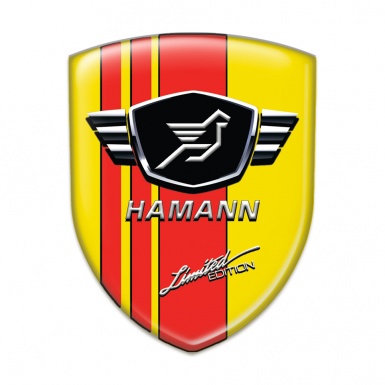 Hamann Emblem Badge Logo Yellow Base Red Tapes 