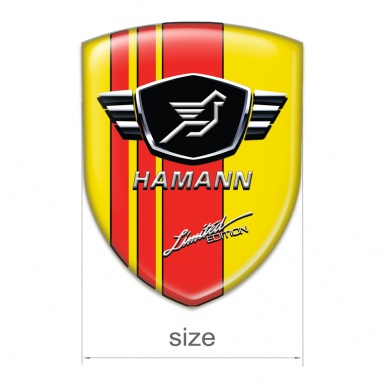 Hamann Emblem Badge Logo Yellow Base Red Tapes 