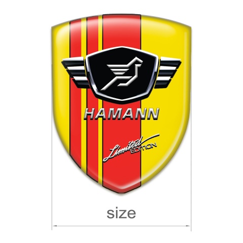 Hamann Emblem Badge Logo Yellow Base Red Tapes 