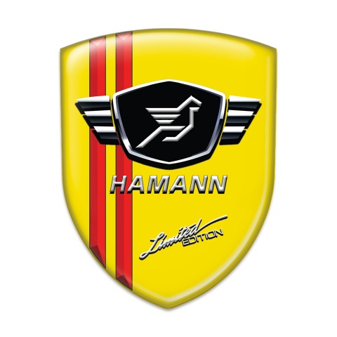 Hamann Silicone Car Decal Badge Yellow Base red Lines 