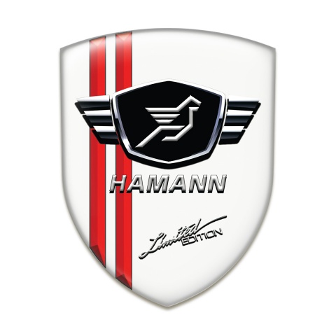 Hamann Silicone Badge White Base Red Lines Limited Edition Style 