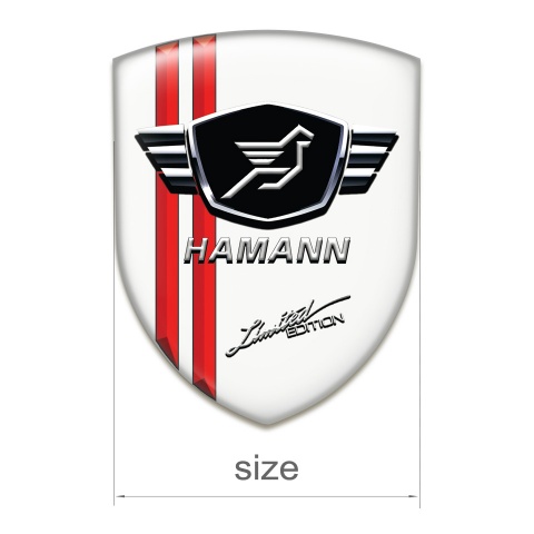 Hamann Silicone Badge White Base Red Lines Limited Edition Style 