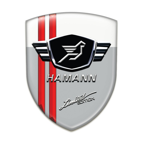 Hamann Self Adhesive Emblem Logo Grey White Base red Lines 