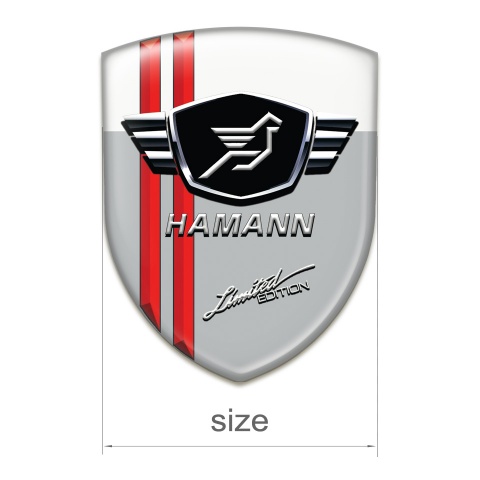 Hamann Self Adhesive Emblem Logo Grey White Base red Lines 