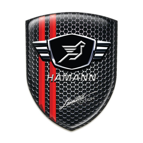 Hamann Car Interior Badge Perforated Steel Base Red Lines 