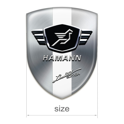 Hamann Car Accessories Badge Silver Base White Ribbon 