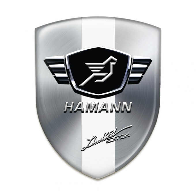 Hamann Car Accessories Badge Silver Base White Ribbon 
