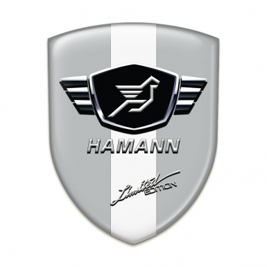 Hamann Self Adhesive Car logo Emblem Grey Base With White Ribbon 