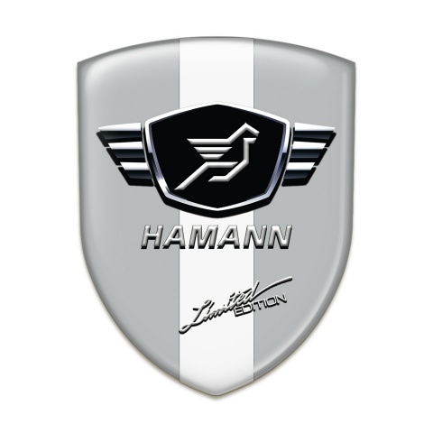 Hamann Self Adhesive Car logo Emblem Grey Base With White Ribbon 