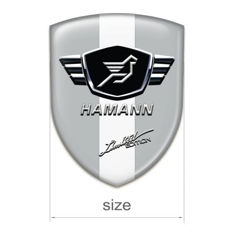 Hamann Self Adhesive Car logo Emblem Grey Base With White Ribbon 