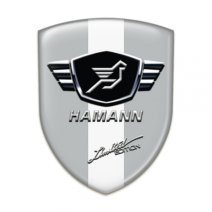 Hamann Self Adhesive Car logo Emblem Grey Base With White Ribbon 