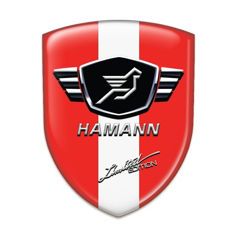 Hamann Car Interior Badge Red Base White Ribbon 