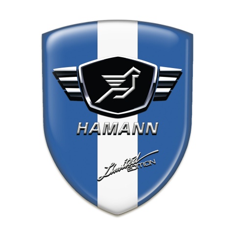 Hamann Silicone Car Decal Badge Blue Base With White Ribbon  