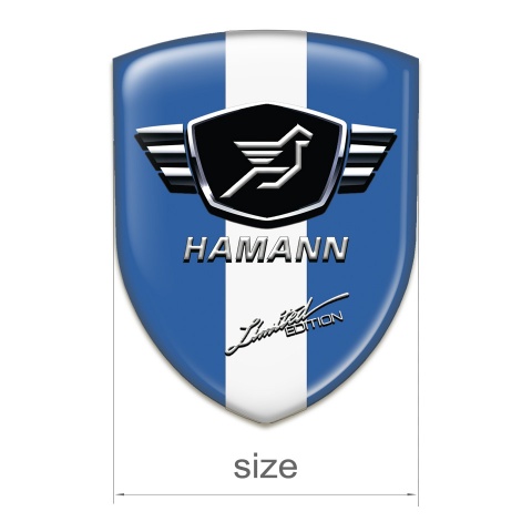 Hamann Silicone Car Decal Badge Blue Base With White Ribbon  