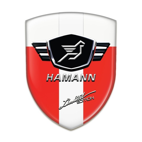 Hamann Auto Emblem Red White Base with White Ribbon 