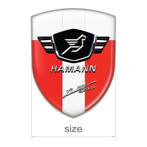Hamann Auto Emblem Red White Base with White Ribbon 