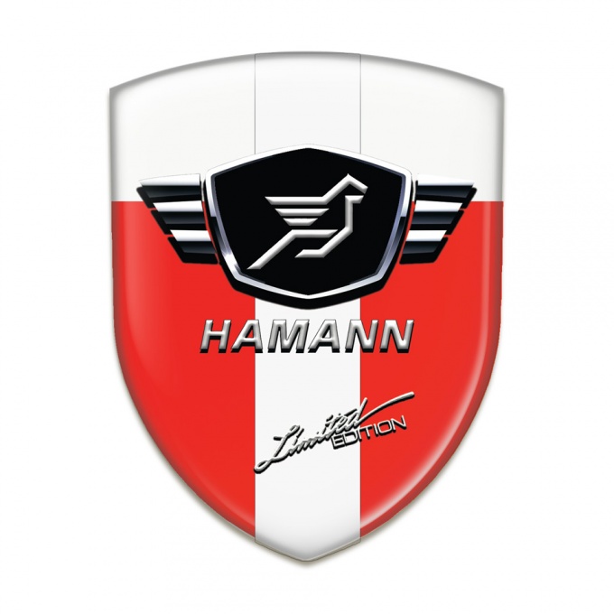 Hamann Auto Emblem Red White Base with White Ribbon 
