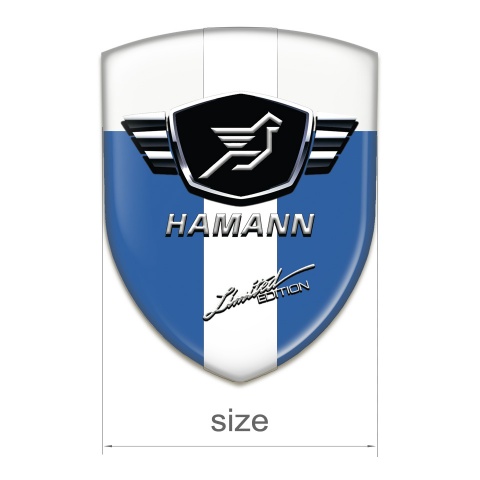 Hamann Emblem Badge Logo Blue White Base with White Ribbon 