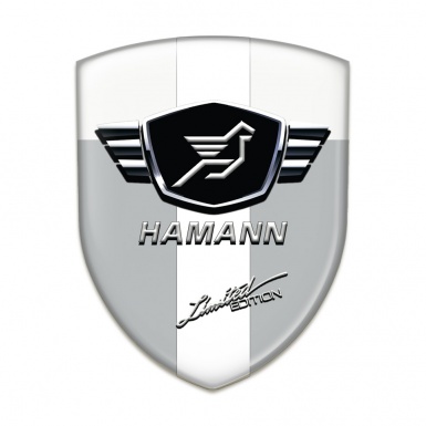 Hamann Logo Emblem Grey White Base with White Ribbon 