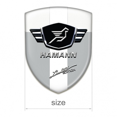 Hamann Logo Emblem Grey White Base with White Ribbon 