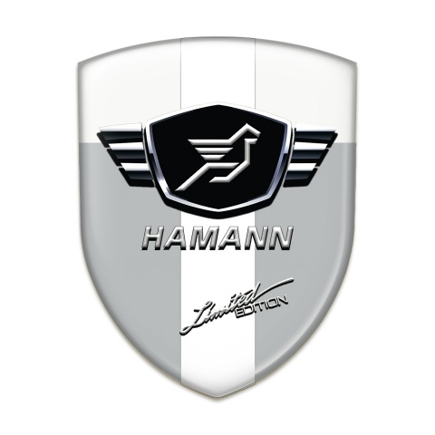 Hamann Logo Emblem Grey White Base with White Ribbon 