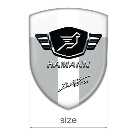 Hamann Logo Emblem Grey White Base with White Ribbon 
