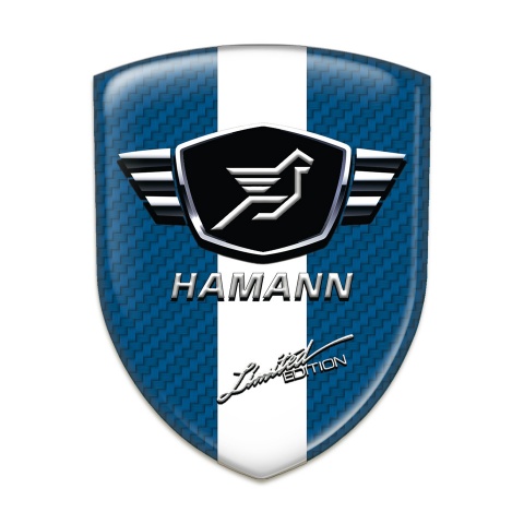 Hamann Tuning Emblem Navy Blue carbon Base White Ribbon 