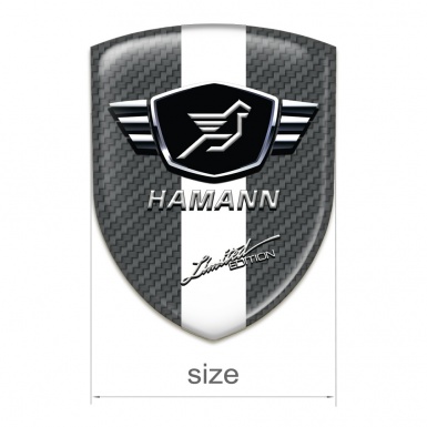 Hamann Self Adhesive Emblem Logo Carbon Base White Ribbon 