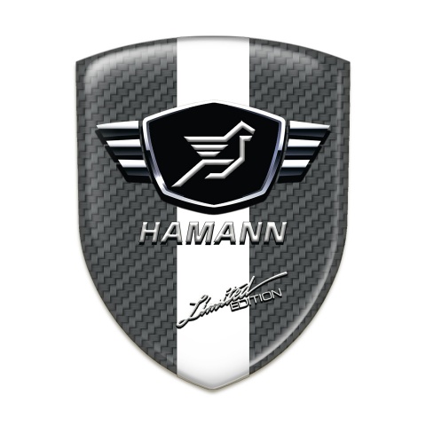 Hamann Self Adhesive Emblem Logo Carbon Base White Ribbon 